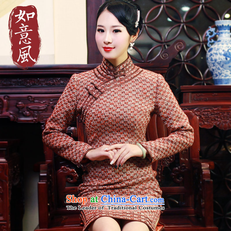After a 2015 Fall/Winter Collections in the new Republic of Korea wind daily retro improved gross? long-sleeved cheongsam dress 6005 6006 orange M ruyi wind shopping on the Internet has been pressed.