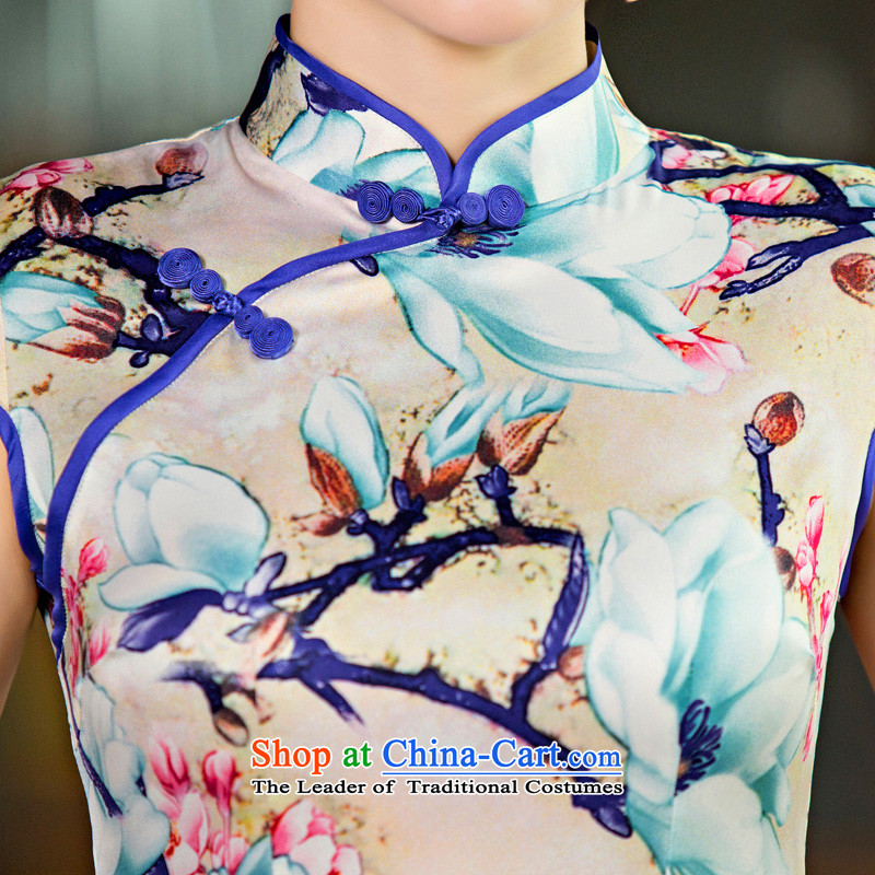 The Syrian Arab Republic during the spring and autumn new time improved daily cheongsam dress sense of bows Sau San temperament and slender, video cheongsam dress photo color XXL, time Syrian shopping on the Internet has been pressed.