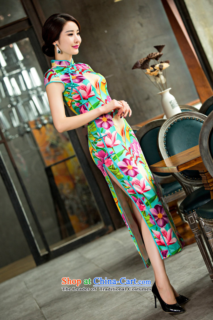 Time the  new improved 2015 Syria cheongsam dress the hoofs of Lin short-sleeved long cheongsam dress qipao pictures arena banquet color pictures, prices, XL brand platters! The elections are supplied in the national character of distribution, so action, buy now enjoy more preferential! As soon as possible.