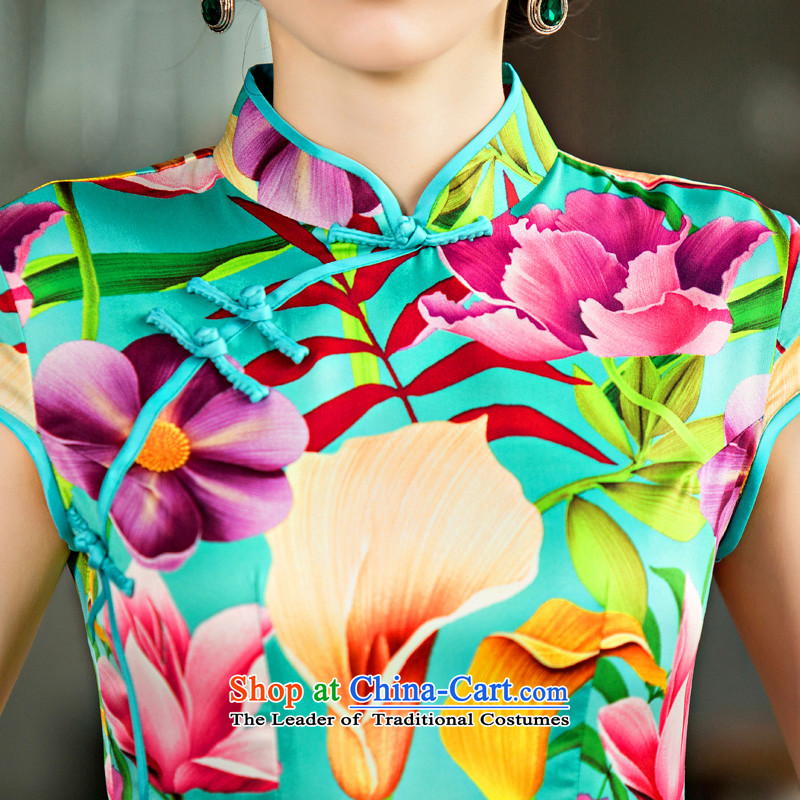 Time the  new improved 2015 Syria cheongsam dress the hoofs of Lin short-sleeved long cheongsam dress qipao pictures arena banquet color XL, Syria has been pressed time shopping on the Internet