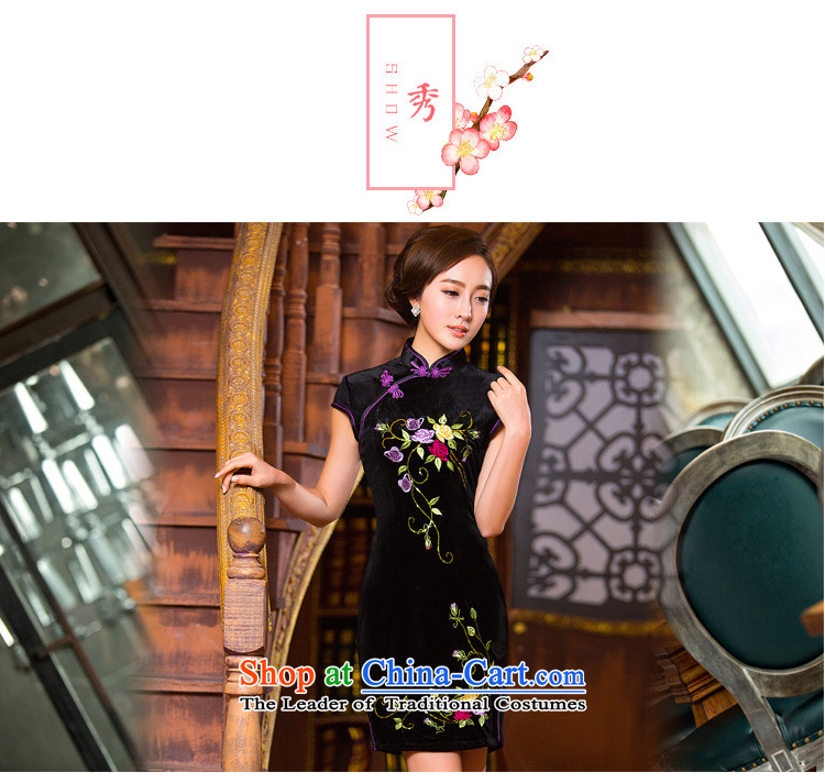 Time Syrian embroidery cheongsam dress autumn load velvet mother short-sleeved improved stylish wedding-day autumn retro fitted qipao black L picture, prices, brand platters! The elections are supplied in the national character of distribution, so action, buy now enjoy more preferential! As soon as possible.