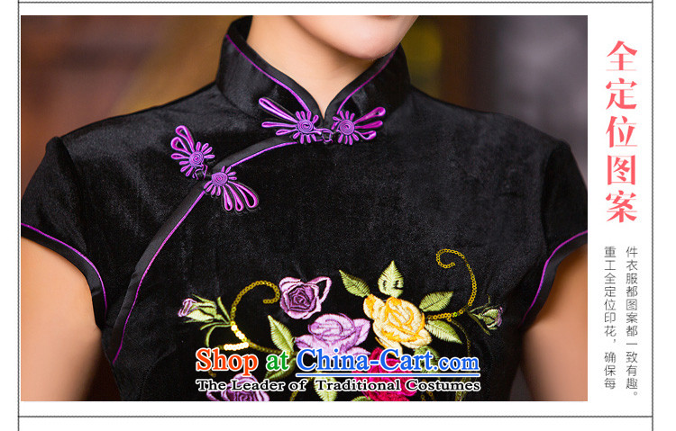 Time Syrian embroidery cheongsam dress autumn load velvet mother short-sleeved improved stylish wedding-day autumn retro fitted qipao black L picture, prices, brand platters! The elections are supplied in the national character of distribution, so action, buy now enjoy more preferential! As soon as possible.
