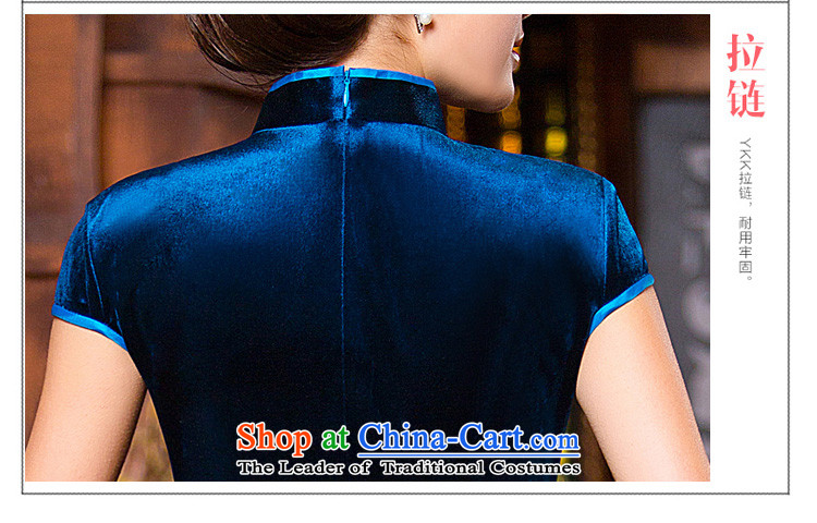 Time Syrian embroidery cheongsam dress autumn load velvet mother blue short-sleeve Stylish retro improved wedding-day fall inside the blue qipao XXL picture, prices, brand platters! The elections are supplied in the national character of distribution, so action, buy now enjoy more preferential! As soon as possible.