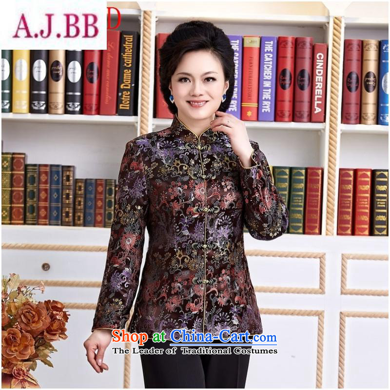 Dan divas * ethnic Chinese President Tang dynasty in the spring and autumn Older long-sleeved blouses mother female jackets brown M,A.J.BB,,, shopping on the Internet