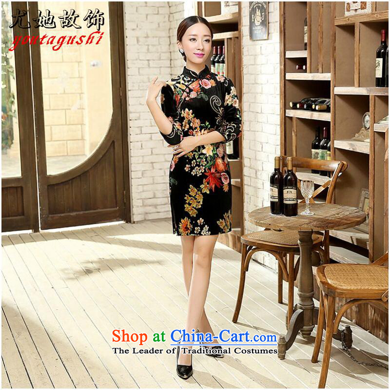 She was particularly international women's dresses Chinese wedding dresses improved retro Sau San 7 cuff velvet cheongsam dress as shown in particular her death, color Ornaments , , , shopping on the Internet