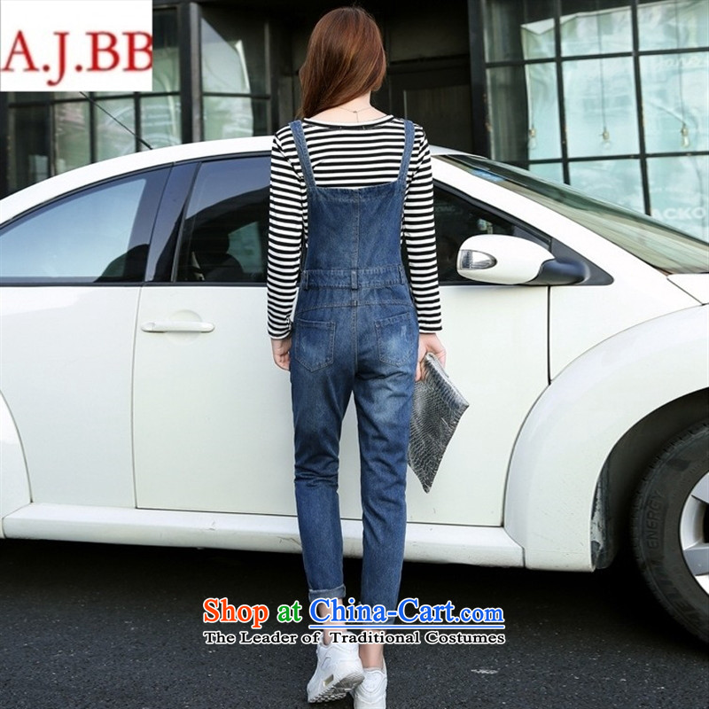 Orange Tysan *2015 fall inside the new Korean streaks V-Neck long-sleeved T-shirt of the hole in the Cotton Denim jumpsuits two kits sad picture color XL,A.J.BB,,, YYYJ808 shopping on the Internet