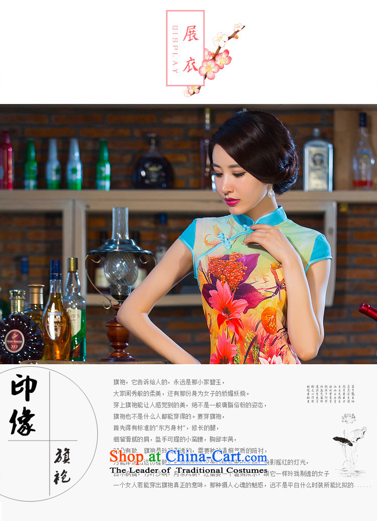The Syrian Arab Republic  2015 improved qipao hour oil paintings of Chinese cheongsam dress qipao retro autumn annual banquet Dress Short cheongsam dress photo color pictures, prices, XL brand platters! The elections are supplied in the national character of distribution, so action, buy now enjoy more preferential! As soon as possible.