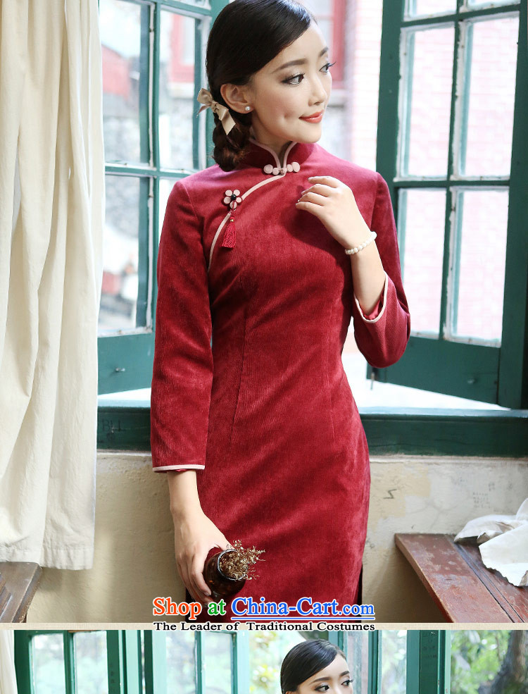 A Pinwheel Without Wind dumping autumn Yat seven long-sleeved corduroy qipao 2015 autumn and winter new products retro improved cheongsam dress songbai green M picture, prices, brand platters! The elections are supplied in the national character of distribution, so action, buy now enjoy more preferential! As soon as possible.