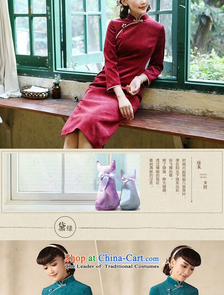 A Pinwheel Without Wind dumping autumn Yat seven long-sleeved corduroy qipao 2015 autumn and winter new products retro improved cheongsam dress songbai green M picture, prices, brand platters! The elections are supplied in the national character of distribution, so action, buy now enjoy more preferential! As soon as possible.