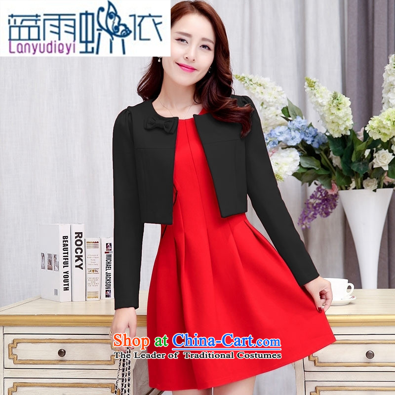 9 female boutiques 2015 Fall/Winter Collections of new products Korean women's dresses two kits BAMS9033 lung and black and red , L, blue rain butterfly according to , , , shopping on the Internet