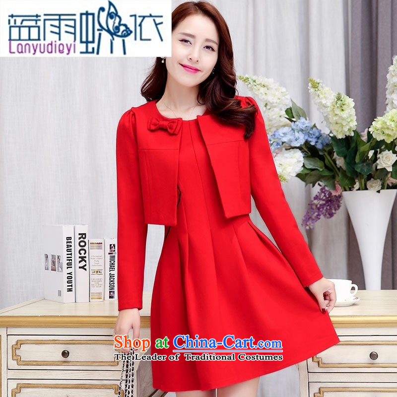 9 female boutiques 2015 Fall/Winter Collections of new products Korean women's dresses two kits BAMS9033 lung and black and red , L, blue rain butterfly according to , , , shopping on the Internet