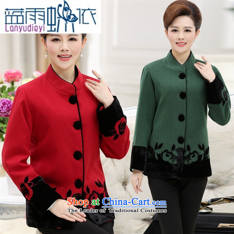 September female shop in women's older gross? Boxed short of mother coat autumn and winter jackets 50-60-year-old female shirt collar Sau San Qiu Xiang XXXXXL, green blue rain butterfly according to , , , shopping on the Internet