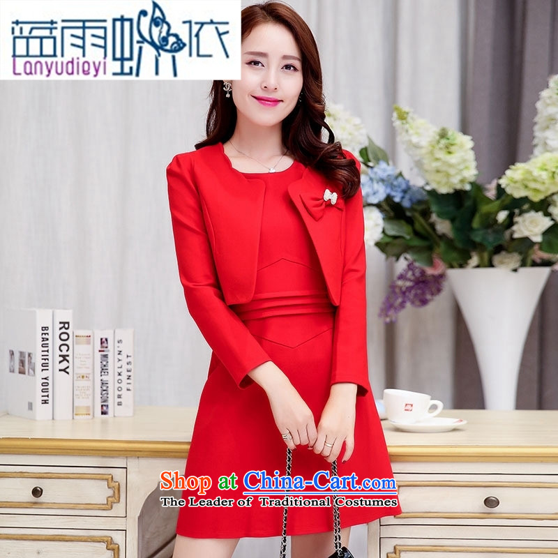 9 female boutiques 2015 Fall/Winter Collections of new products Korean women's dresses two kits BAMS9035 lung white XXL, blue rain butterfly according to , , , shopping on the Internet