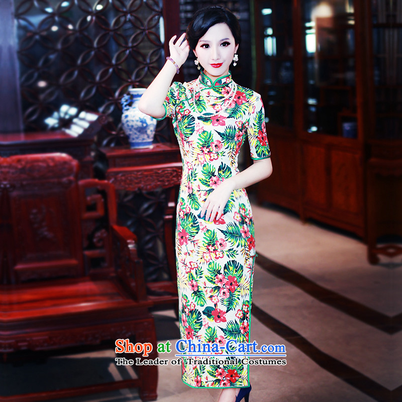 After the fall of 2015, the Wind new long high in the forklift truck cuff sexy qipao retro improved long cheongsam dress suit XXL, 5415 5415 after wind shopping on the Internet has been pressed.