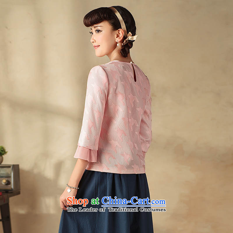 A Pinwheel Without Wind laugh if 2015 Yat Chu replacing chidori of Tang dynasty China wind of nostalgia for the improvement of 7 cuff cheongsam pink shirt 2XL, Yat Lady , , , shopping on the Internet