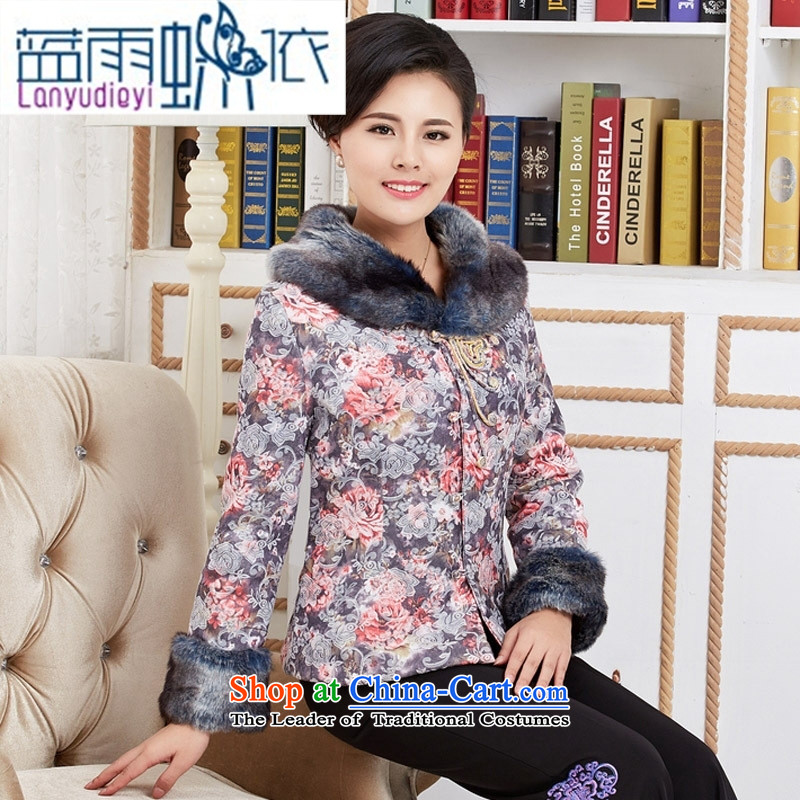 September female shop women Fall/Winter Collections in cotton coat older Tang dynasty ãþòâ robe mother with T-shirt style classical gray M Blue rain butterfly according to , , , shopping on the Internet