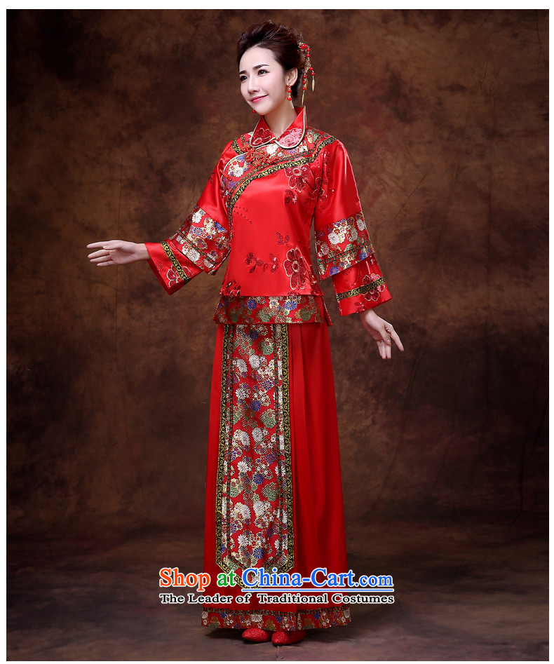 Sau Wo service on risk bridal dresses costume wedding dresses need collar Chinese style wedding gown bows services marriage qipao Tang red lapel XL Photo, prices, brand platters! The elections are supplied in the national character of distribution, so action, buy now enjoy more preferential! As soon as possible.