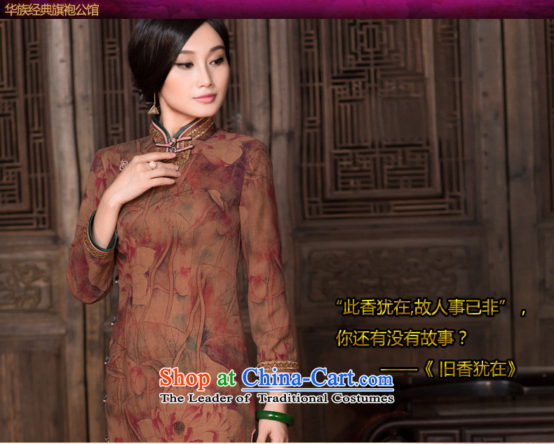 Chinese New Year 2015 classic ethnic Silk Cheongsam long sleeves cloud of incense autumn, dresses classical Chinese Dress Suit L pictures, Ms. Price, brand platters! The elections are supplied in the national character of distribution, so action, buy now enjoy more preferential! As soon as possible.