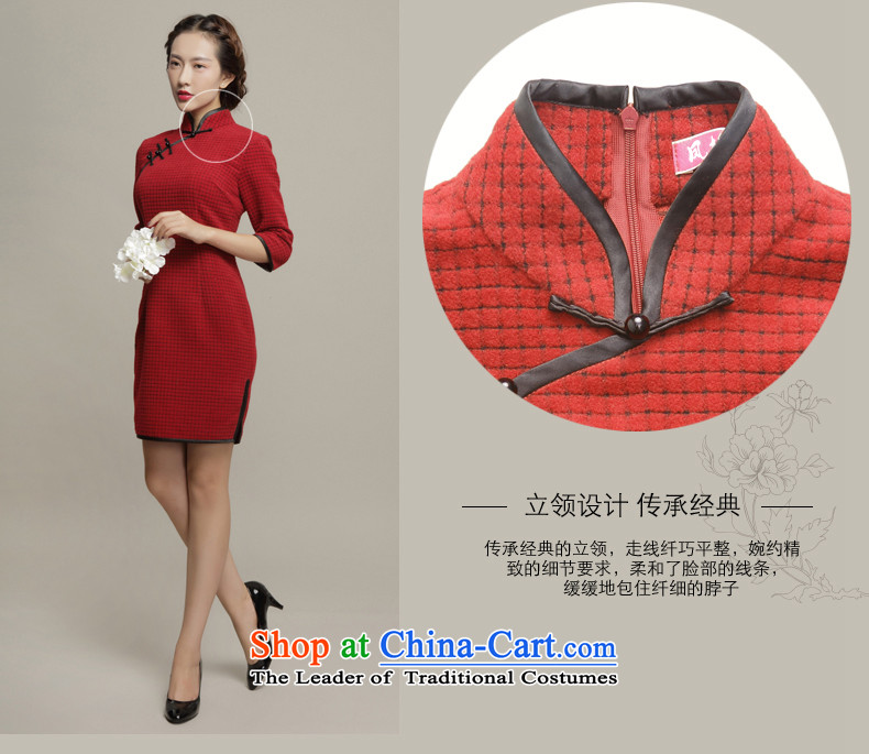 Bong-dwelling for autumn and winter 7475 gross qipao? The New 2015 gross in long-sleeved retro grid? cheongsam dress DQ15236 RED XL Photo, prices, brand platters! The elections are supplied in the national character of distribution, so action, buy now enjoy more preferential! As soon as possible.