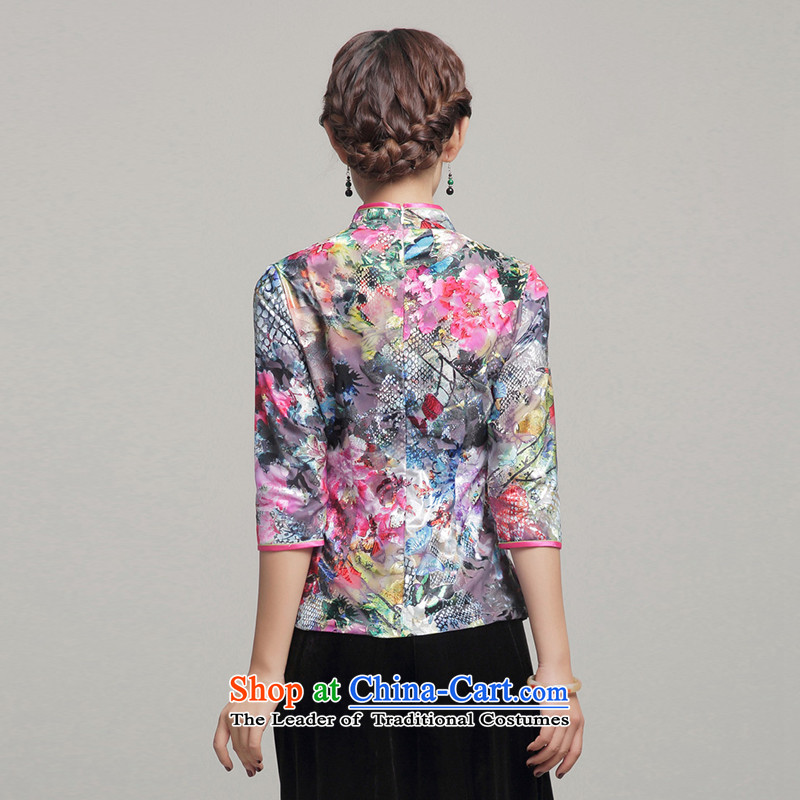 Load the autumn Fung migratory 7475 New 2015 T-shirt qipao Stylish retro long-sleeved Tang velvet blouses DQ15237 Suit M Fung migratory 7475 , , , shopping on the Internet