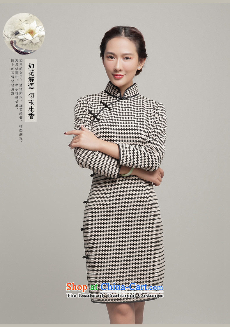 Bong-migratory Fall/Winter Collections qipao 7475 2015 new long-sleeved Stylish retro qipao thick dresses DQ15238 black and white picture, prices, XL brand platters! The elections are supplied in the national character of distribution, so action, buy now enjoy more preferential! As soon as possible.