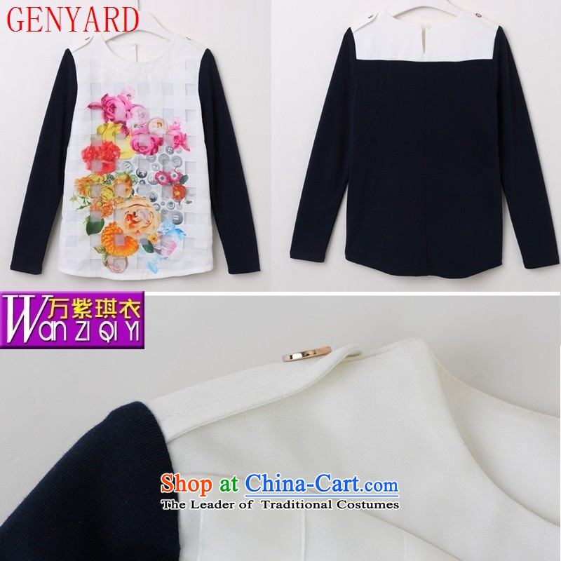 Genyard2015 autumn and winter new Korean Style Boxed Baihua stamp relaxd mother larger women wear shirts female picture color XXL,GENYARD,,, shopping on the Internet