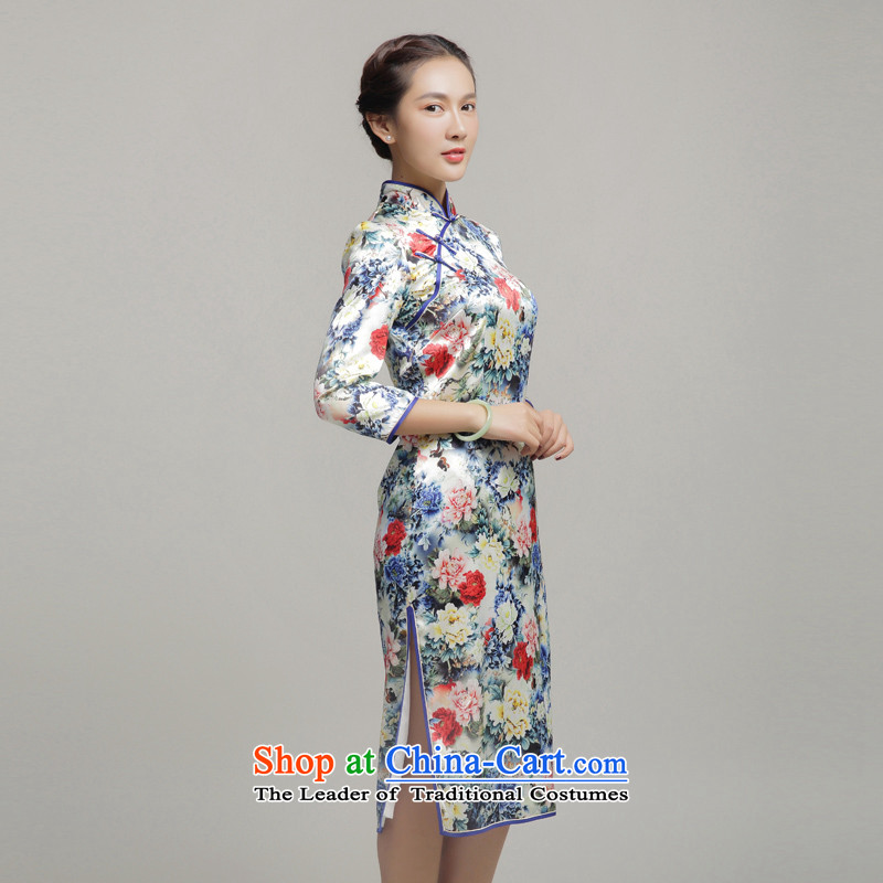 7475 Autumn migratory Bong-new upscale Silk Cheongsam, long-sleeved herbs extract qipao gown skirt DQ15240 banquet suit XL, Bong-migratory 7475 , , , shopping on the Internet