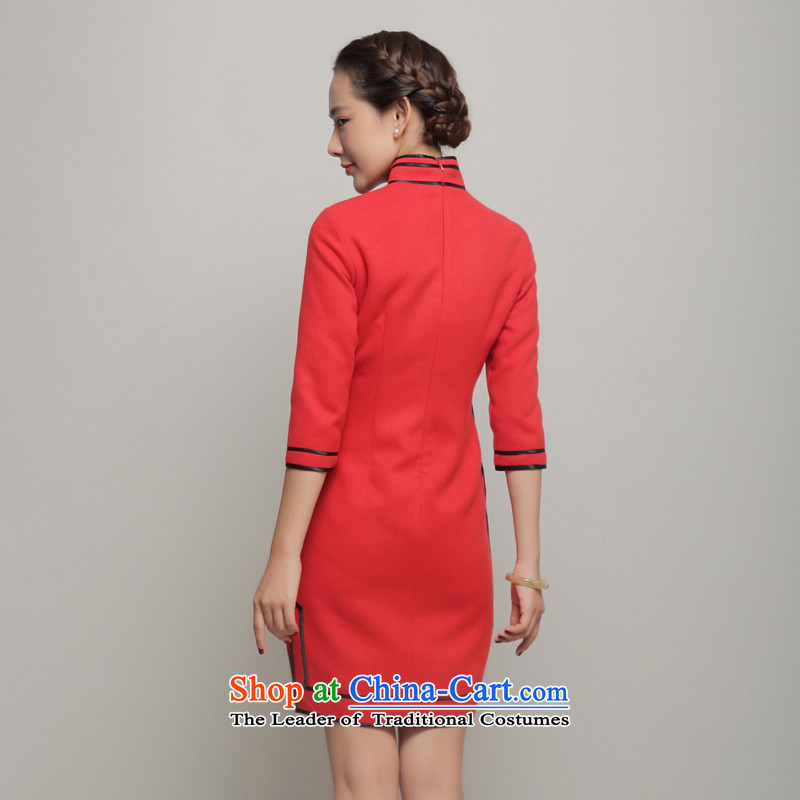 The new 7475 migratory Fung gross qipao 2015 Autumn load? Stylish retro banquet dress cheongsam long-sleeved red XXL, DQ15246 Bong-migratory 7475 , , , shopping on the Internet