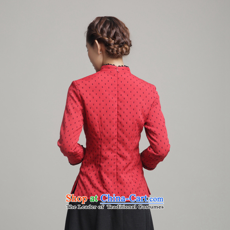 Bong-long-sleeved shirt qipao migratory 7475 2015 new stylish retro fitted autumn China storm point Tang blouses DQ15245 dark blue , L, Bong-migratory 7475 , , , shopping on the Internet