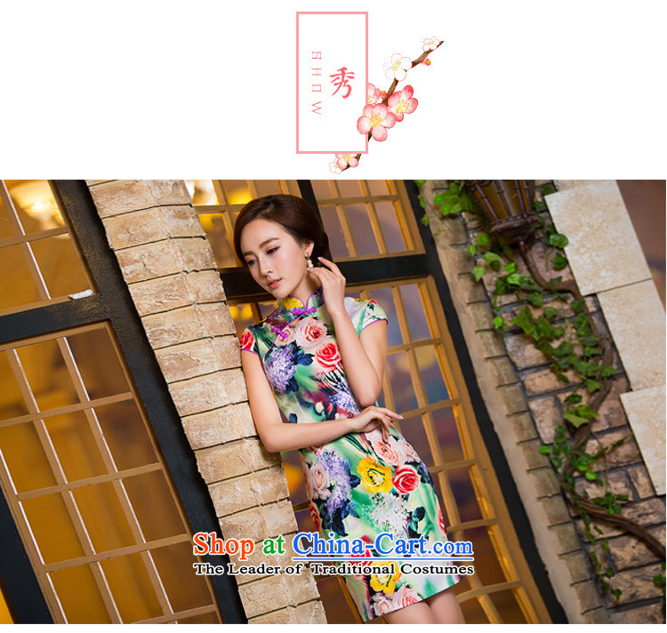Time-to-day retro female qipao Syrian skirt 2015 new oil paintings and stylish improved Tang dynasty qipao short skirt picture color S picture, prices, brand platters! The elections are supplied in the national character of distribution, so action, buy now enjoy more preferential! As soon as possible.