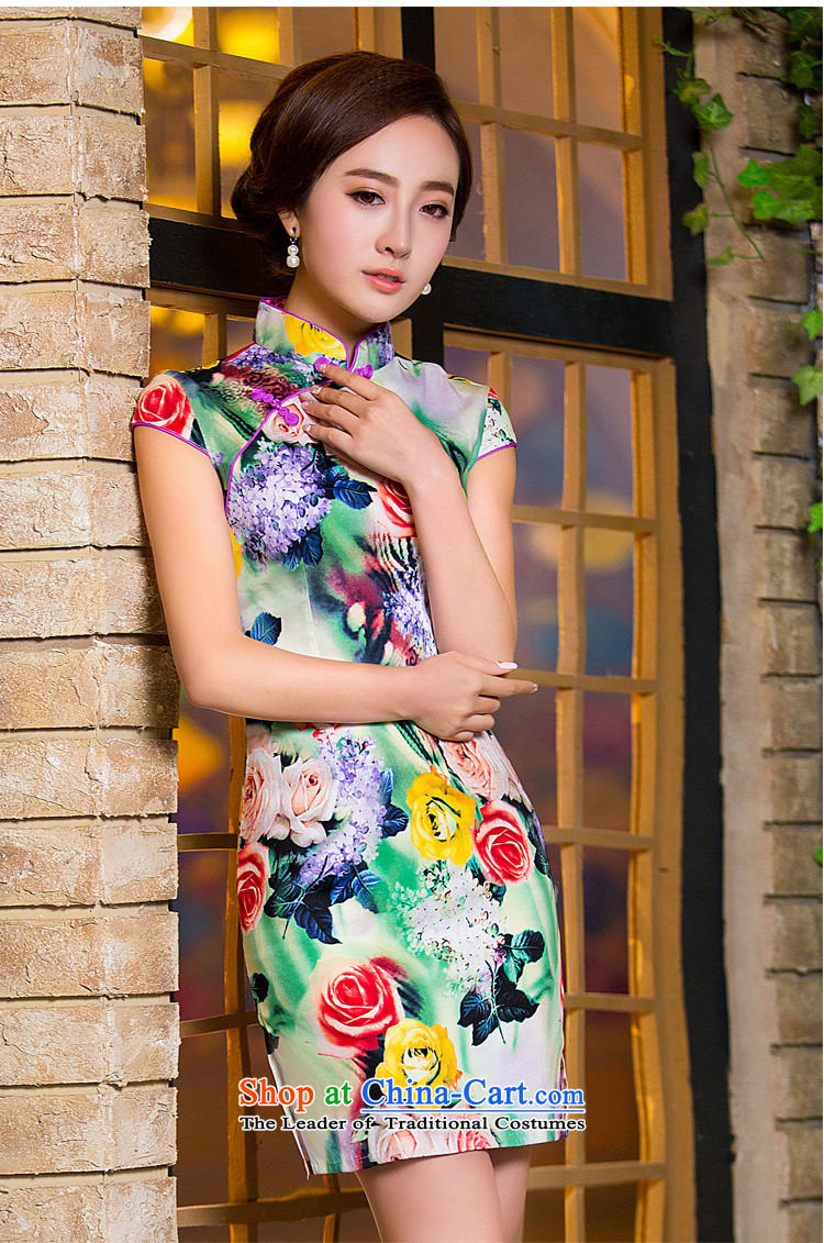 Time-to-day retro female qipao Syrian skirt 2015 new oil paintings and stylish improved Tang dynasty qipao short skirt picture color S picture, prices, brand platters! The elections are supplied in the national character of distribution, so action, buy now enjoy more preferential! As soon as possible.