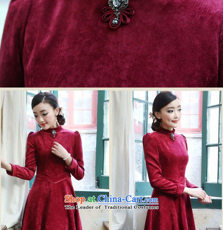 A Pinwheel Without Wind-Ning Yuen Autumn Yat new products in long long-sleeved dresses, at the beginning of the Winter Sau San velvet A field of carmine color L photo skirts, prices, brand platters! The elections are supplied in the national character of distribution, so action, buy now enjoy more preferential! As soon as possible.
