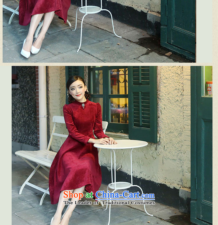 A Pinwheel Without Wind-Ning Yuen Autumn Yat new products in long long-sleeved dresses, at the beginning of the Winter Sau San velvet A field of carmine color L photo skirts, prices, brand platters! The elections are supplied in the national character of distribution, so action, buy now enjoy more preferential! As soon as possible.