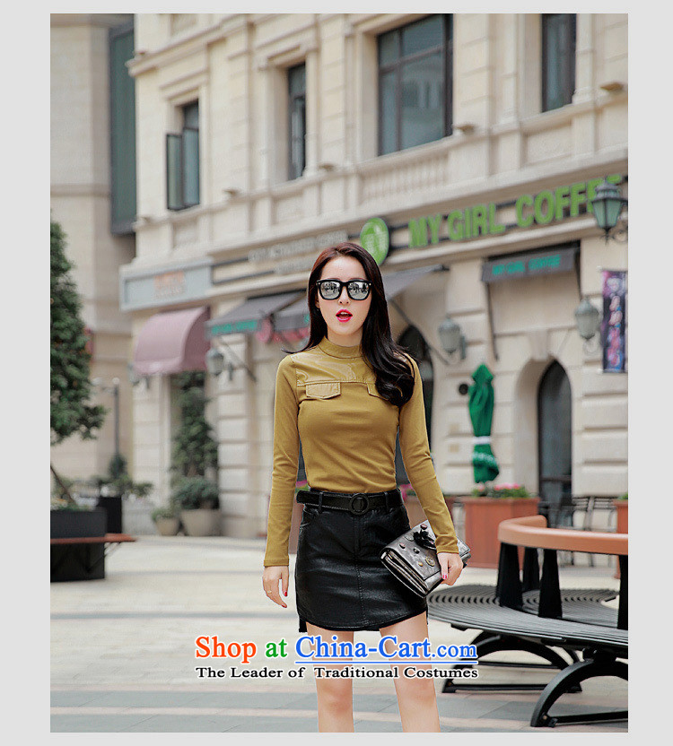 The Black Butterfly 2015 Winter Western Female European stand for long-sleeved pu stitching solid color T-shirt, forming the Netherlands Red L picture, prices, brand platters! The elections are supplied in the national character of distribution, so action, buy now enjoy more preferential! As soon as possible.