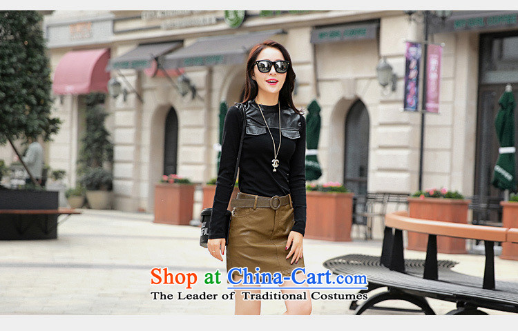 The Black Butterfly 2015 Winter Western Female European stand for long-sleeved pu stitching solid color T-shirt, forming the Netherlands Red L picture, prices, brand platters! The elections are supplied in the national character of distribution, so action, buy now enjoy more preferential! As soon as possible.
