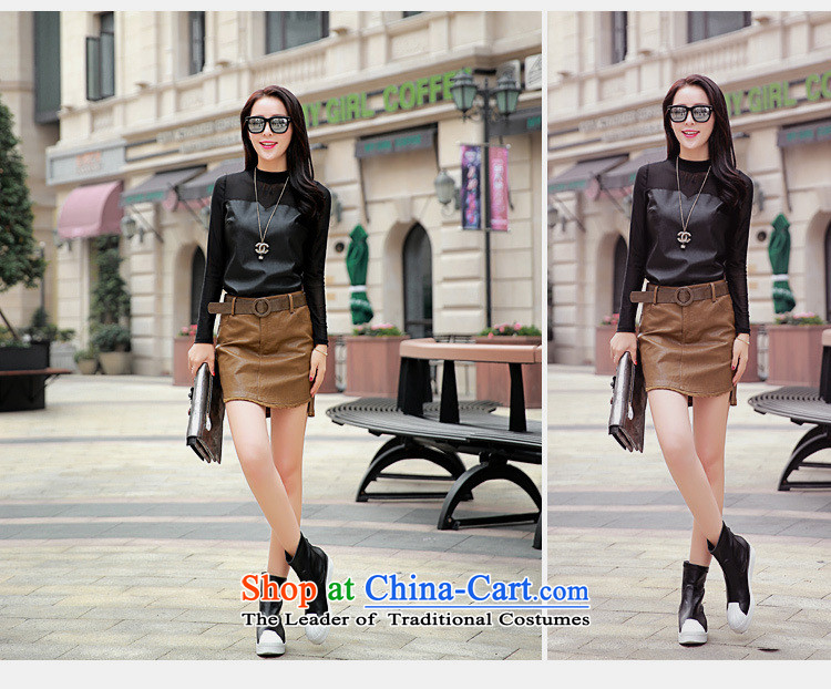 The Black Butterfly 2015 winter new women's Mock-neck gauze long-sleeved spell PU Coated black T-shirt T-shirt L picture, prices, brand platters! The elections are supplied in the national character of distribution, so action, buy now enjoy more preferential! As soon as possible.