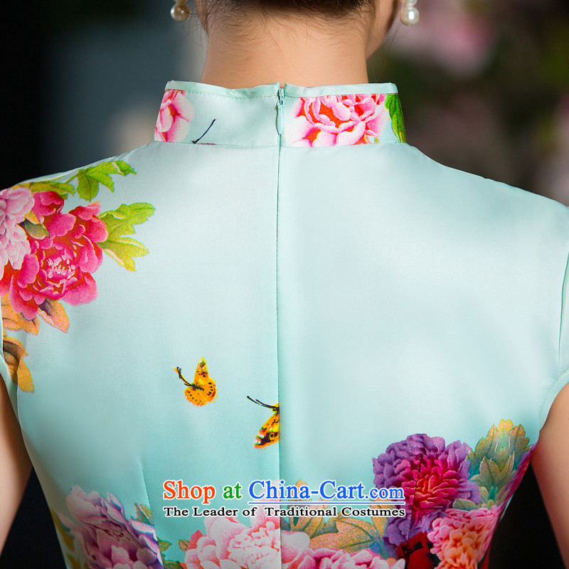 Time Syrian new autumn 2015 cheongsam with stylish retro paintings improved Mudan short of Sau San cheongsam dress cheongsam picture color M Time Syrian shopping on the Internet has been pressed.