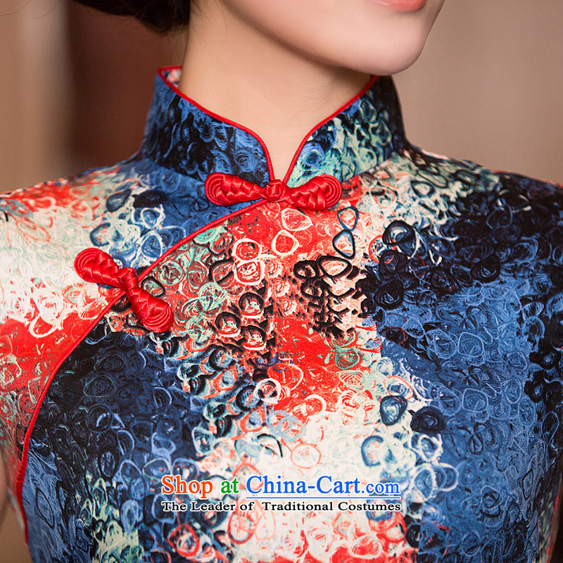 Time of Syria qipao short 2015 new autumn and winter day-improved retro short-sleeved mother cheongsam dress cheongsam picture color S time Syrian shopping on the Internet has been pressed.
