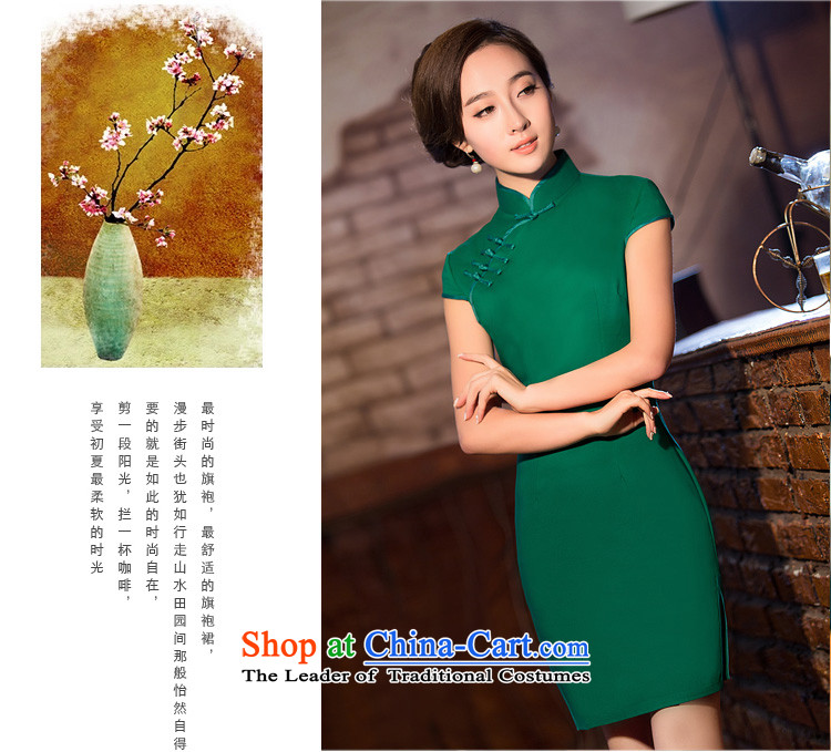 Time Syrian new autumn 2015 cheongsam with improved short, Retro ethnic green female large qipao Sau San dresses annual banquet dress green M picture, prices, brand platters! The elections are supplied in the national character of distribution, so action, buy now enjoy more preferential! As soon as possible.