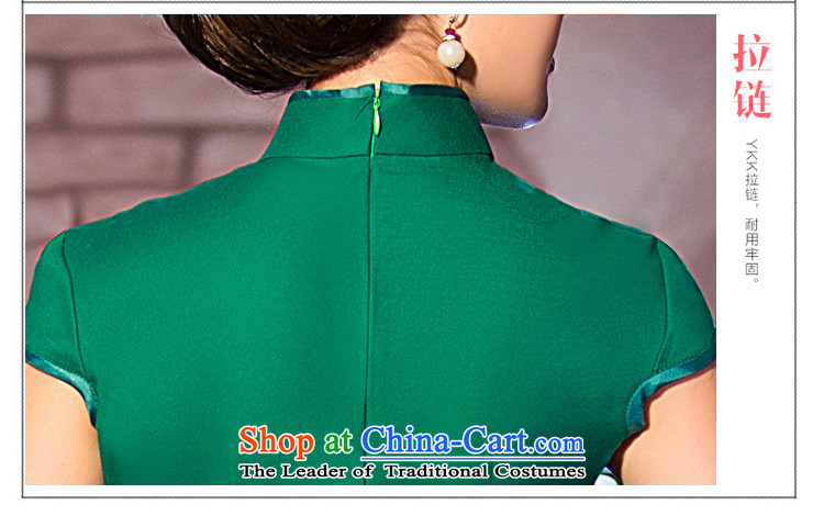 Time Syrian new autumn 2015 cheongsam with improved short, Retro ethnic green female large qipao Sau San dresses annual banquet dress green M picture, prices, brand platters! The elections are supplied in the national character of distribution, so action, buy now enjoy more preferential! As soon as possible.