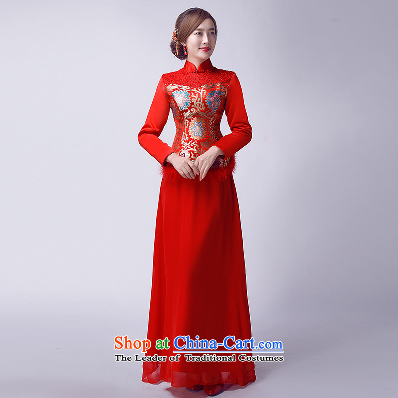 However service new winter 2015 cheongsam dress stylish improved winter bride red retro Chinese cheongsam dress long marriage long-sleeved gown red Sau San can be made no refund is not replaced picture, prices, brand platters! The elections are supplied in the national character of distribution, so action, buy now enjoy more preferential! As soon as possible.
