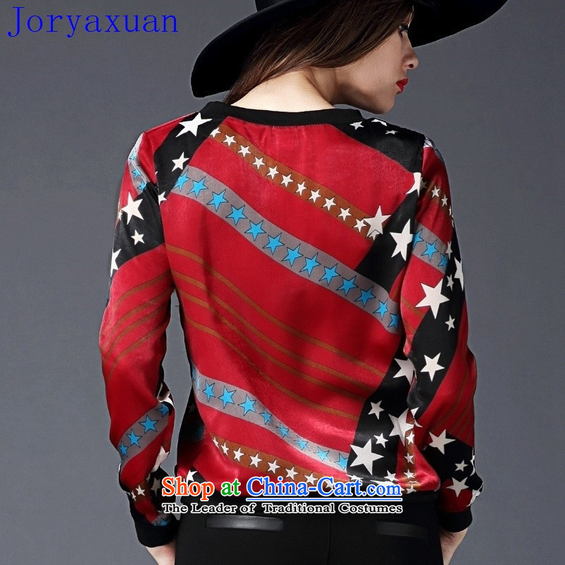 Deloitte Touche Tohmatsu sunny autumn 2015 at the shop with large stylish Western Star t-shirt with round collar loose T-shirts stamp Women's Maroon XXL, Cheuk-yan xuan ya (joryaxuan) , , , shopping on the Internet