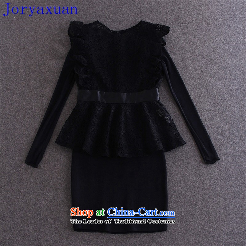 Deloitte Touche Tohmatsu sunny autumn Load New Shop elegant sexy lace foutune i should be grateful if you would have tank top + long-sleeved dresses second piece Y30 black M Cheuk-yan xuan ya (joryaxuan) , , , shopping on the Internet