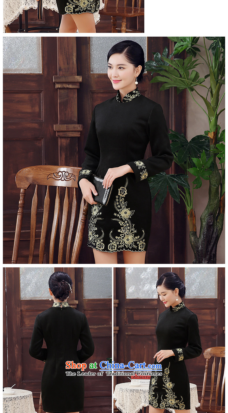 [Sau Kwun Tong] Kim sexy women 2015 winter new wool embroidery improved fashion? long-sleeved black skirt qipao Sau San XXL picture, prices, brand platters! The elections are supplied in the national character of distribution, so action, buy now enjoy more preferential! As soon as possible.