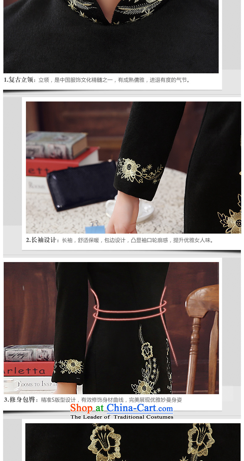 [Sau Kwun Tong] Kim sexy women 2015 winter new wool embroidery improved fashion? long-sleeved black skirt qipao Sau San XXL picture, prices, brand platters! The elections are supplied in the national character of distribution, so action, buy now enjoy more preferential! As soon as possible.