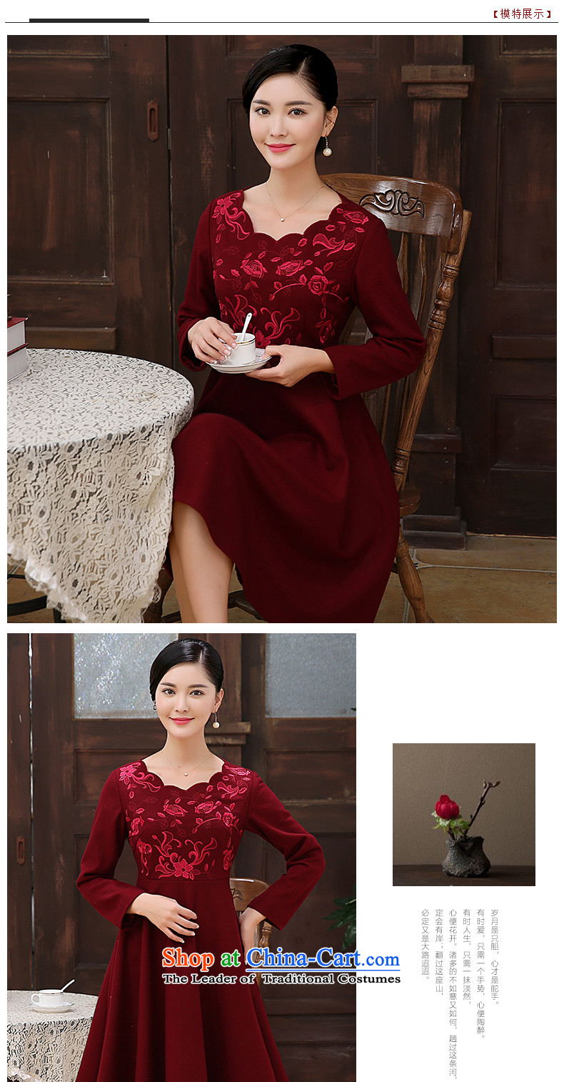 [Sau Kwun Tong] Che Cayman 2015 Fall/Winter Collections New elegant embroidery? improved long-sleeved stylish gross cheongsam dress wine red S picture, prices, brand platters! The elections are supplied in the national character of distribution, so action, buy now enjoy more preferential! As soon as possible.