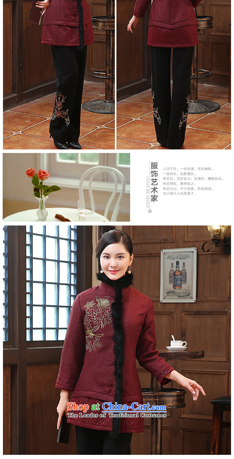 [Sau Kwun Tong Yat Fu] 2015 winter clothing new embroidery wool stitching. Ms. older Tang Jacket coat wine red XXL picture, prices, brand platters! The elections are supplied in the national character of distribution, so action, buy now enjoy more preferential! As soon as possible.