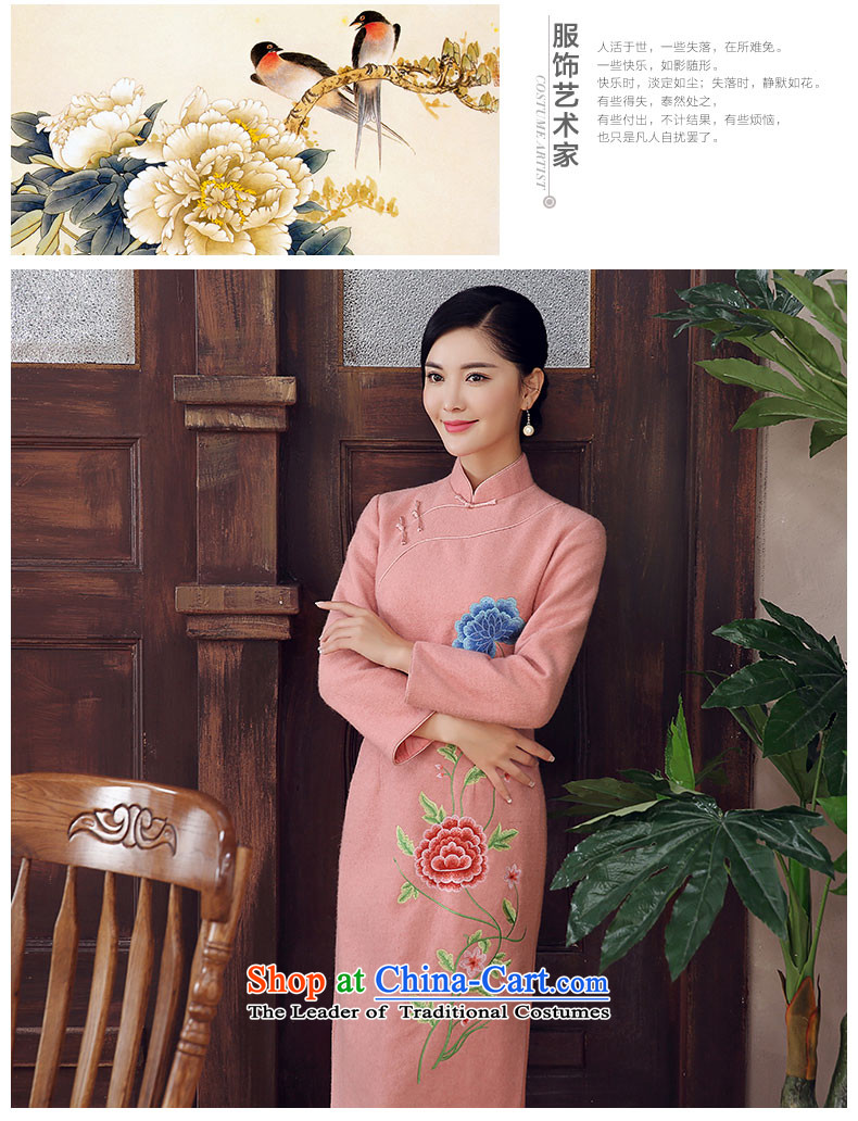 [Sau Kwun Tong] Fen Yui 2015 Fall/Winter Collections new wool embroidery long qipao? skirt long-sleeved Chinese Dress pink S picture, prices, brand platters! The elections are supplied in the national character of distribution, so action, buy now enjoy more preferential! As soon as possible.