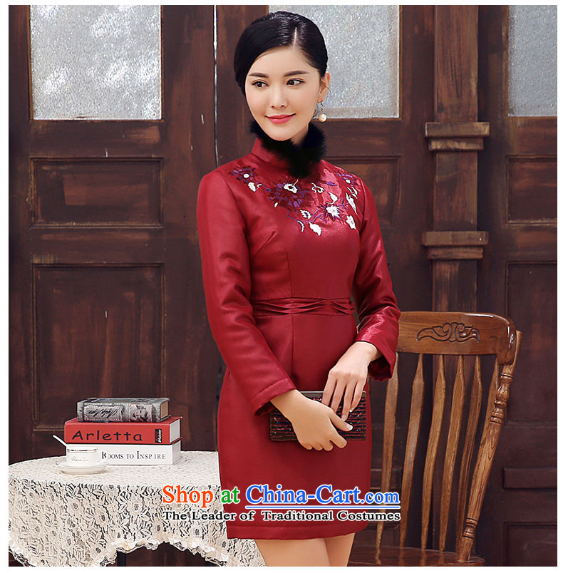 [Sau Kwun Tong] spend the winter 2015 and new embroidery thick hair for long-sleeved folder cotton qipao Sau San dresses purple M picture, prices, brand platters! The elections are supplied in the national character of distribution, so action, buy now enjoy more preferential! As soon as possible.
