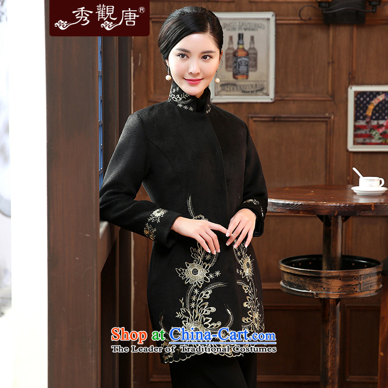 [Sau Kwun Tong] Chan Chi 2015 winter clothing in embroidery Ms. older wool? Tang jackets Chinese mother coat black , L, Sau Kwun Tong shopping on the Internet has been pressed.